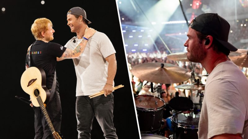 Chris Hemsworth wows 70,000 fans with surprise drumming debut at Ed Sheeran conncert