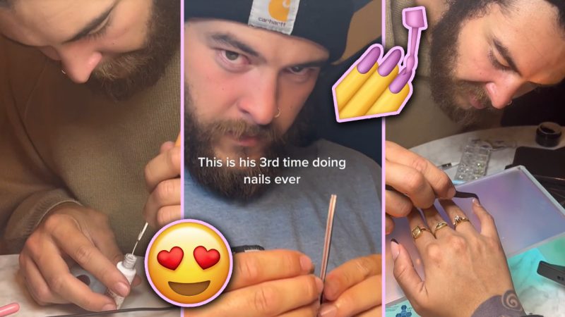 This man is being praised for learning to do his GF’s gel nails - but he’s got some haters too